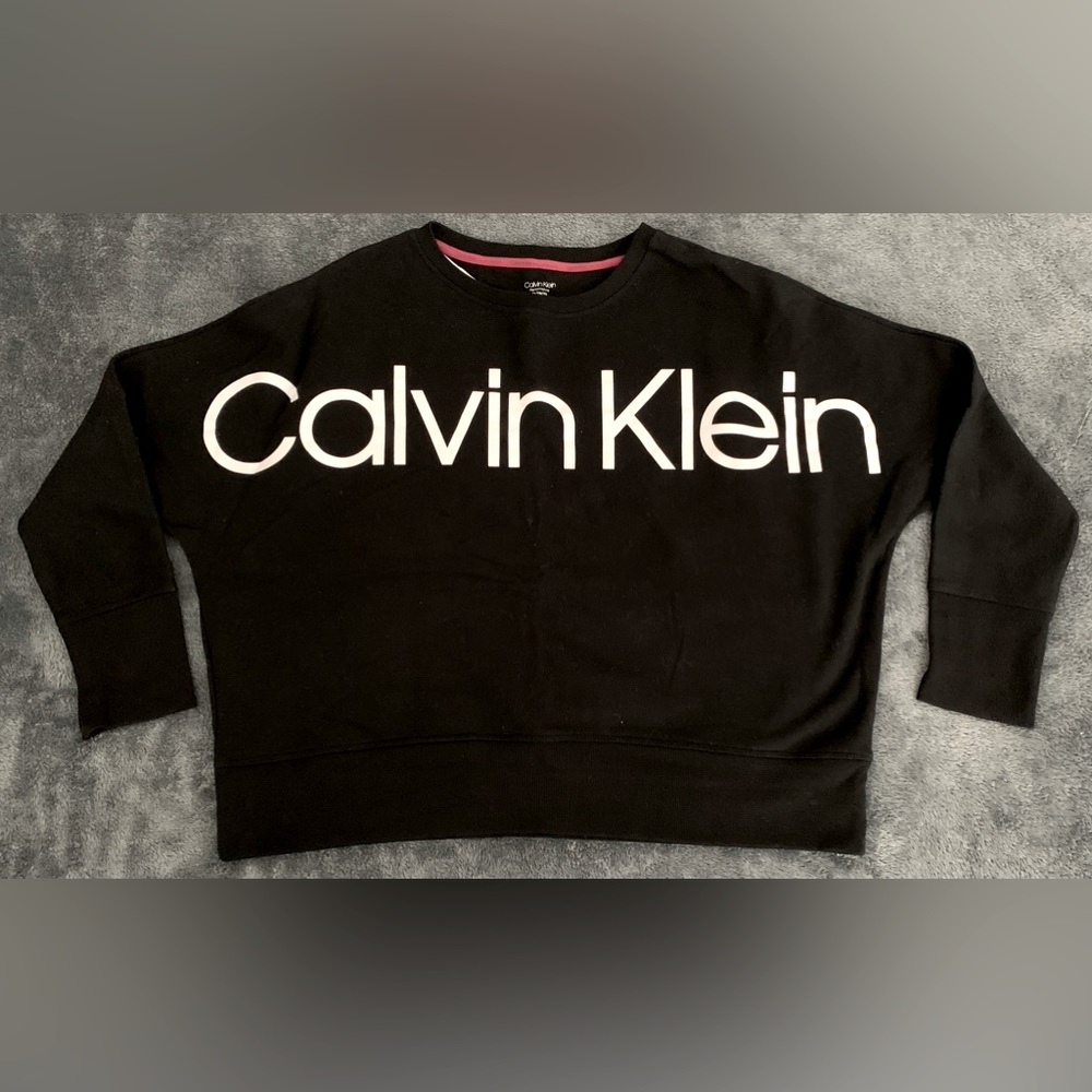 Calvin Klein Performance pullover sweater | Black w/ white lettering | Size: XL
